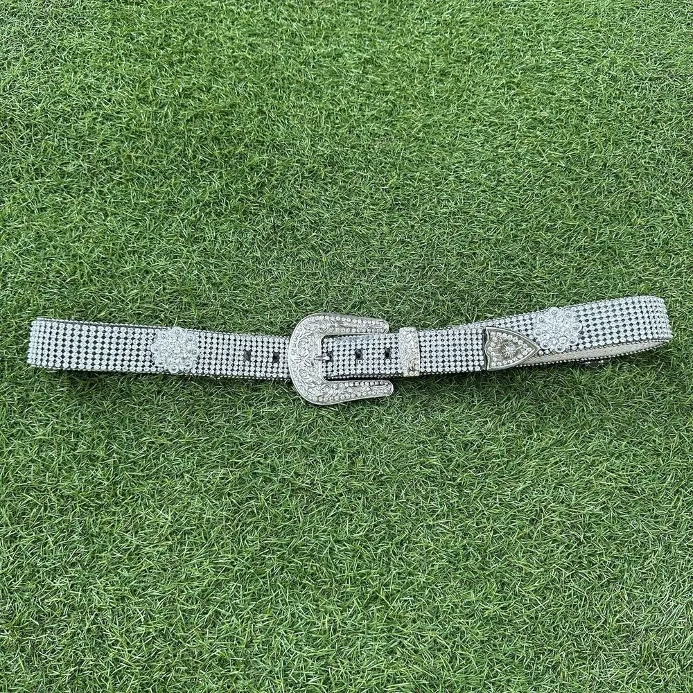 Nocona Crystal Bling Belt‎ Womens Size XL Cowgirl Western Glam Rodeo 47” Long